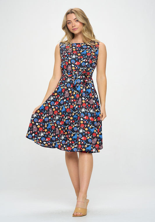 Fit & Flare sleeveless dress - Animal print