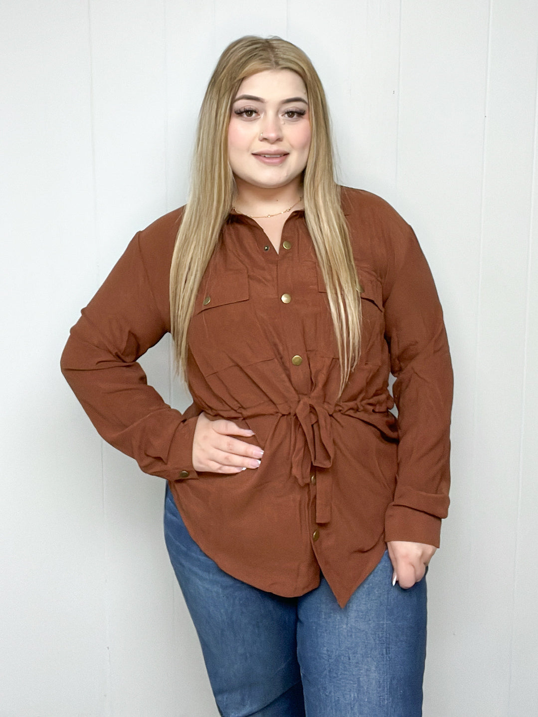 POCKET SNAP BUTTON OVERSHIRT JACKET-SALE
