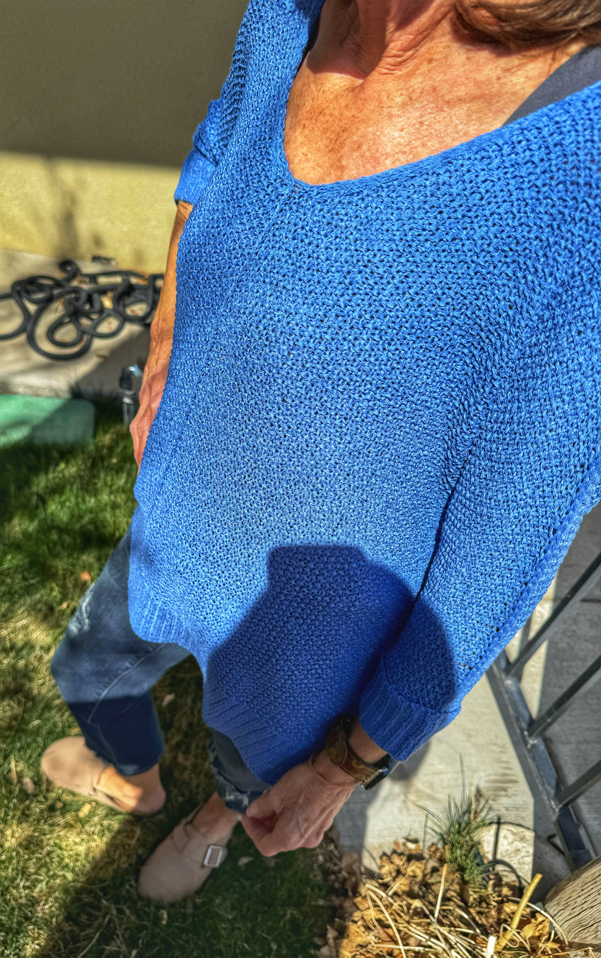Blue Knit Sweater Crewneck
