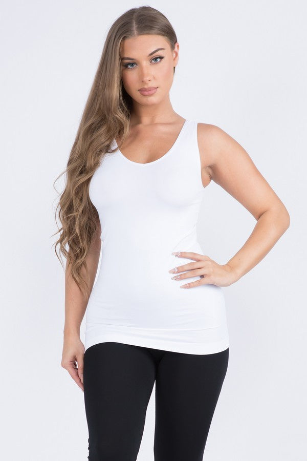 Reversible V Or U Neckline Seamless Tank - white