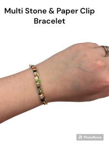 Multi Stone & Paperclip Bracelet