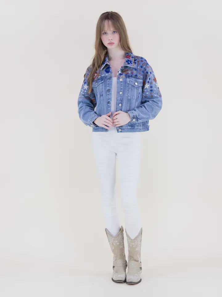 Wildflower Hand Embroidered Denim Jacket