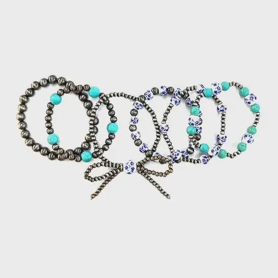 Western Ribbon 6 Strand Navajo Pearl Bracelet