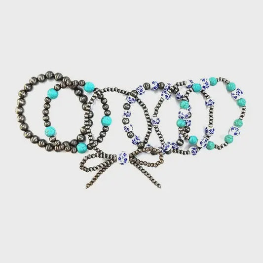 Western Ribbon 6 Strand Navajo Pearl Bracelet