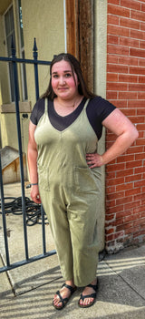 Green Mineral Washed Jumpsuit