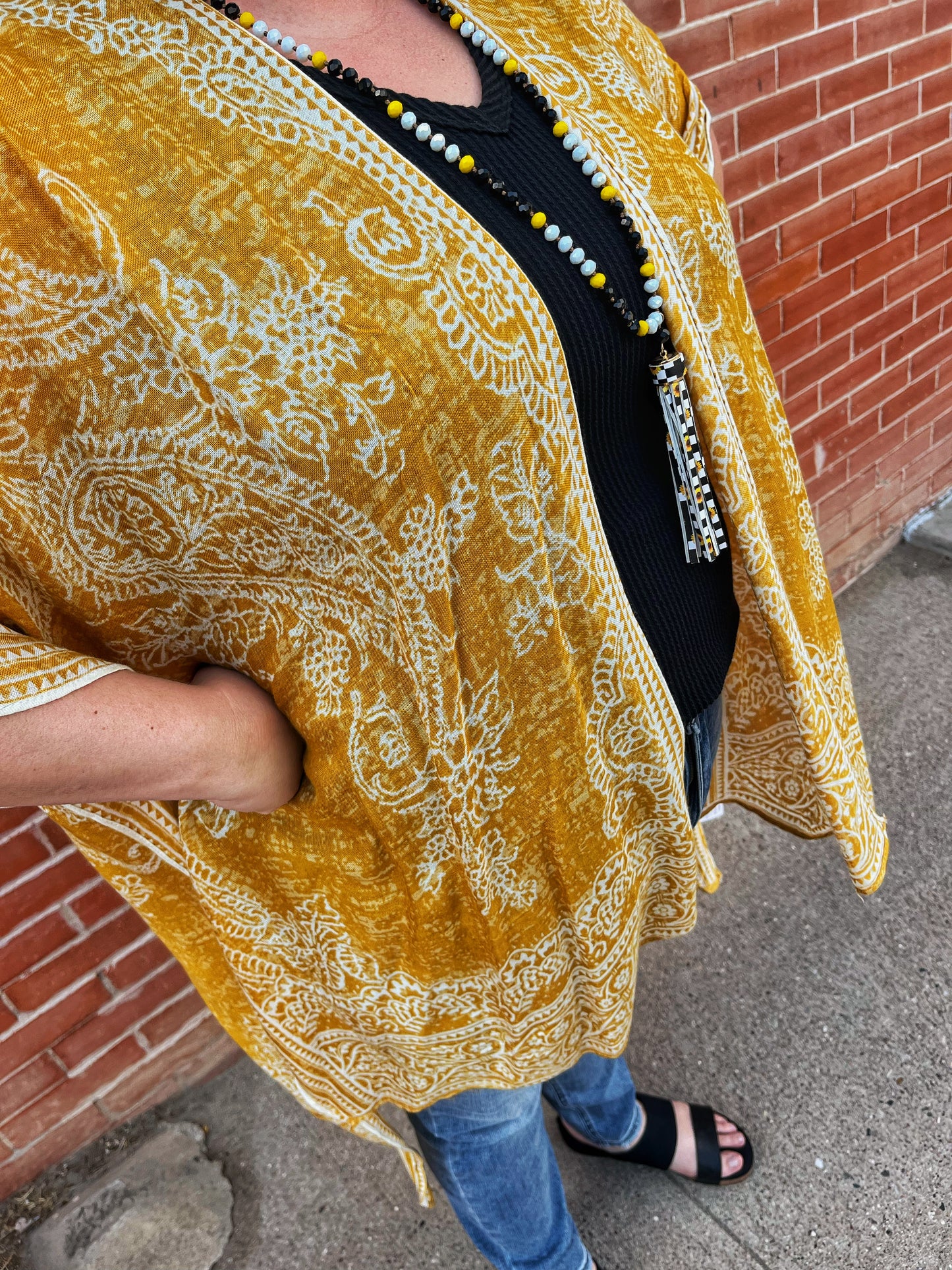 Paisley Mustard Kimono￼