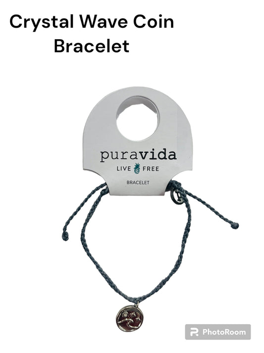 Pura Vida Crystal Wave Coin Bracelet