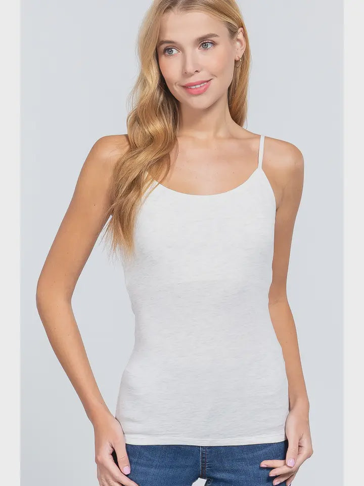 Spaghetti strap Crropped Cami - oatmeal