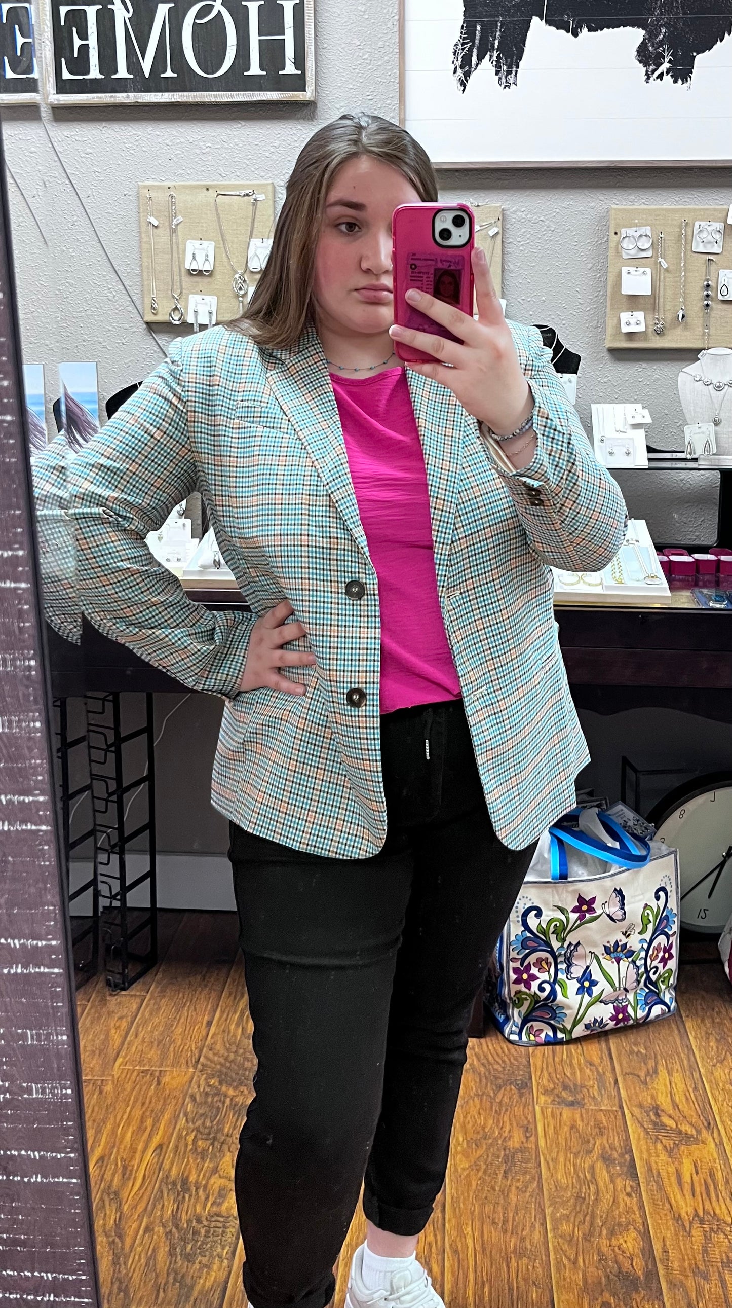 Blue & Orange Plaid Blazer