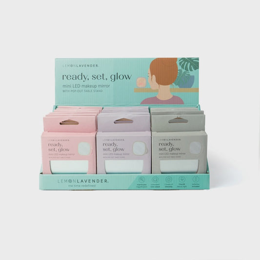 ready, set, glow mini LED makeup mirror