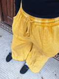 Yellow Terry Knit Wide Leg Pant