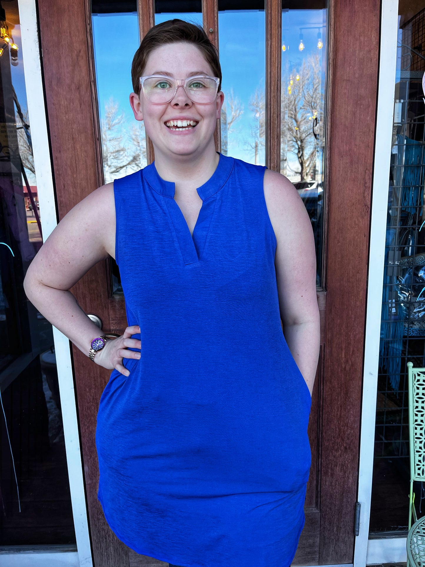 Dear Scarlett Blue Vneck Dress