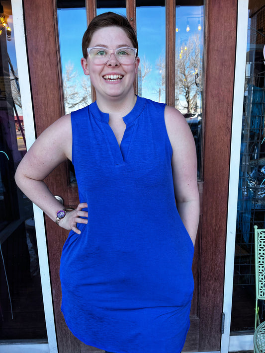 Dear Scarlett Blue Vneck Dress