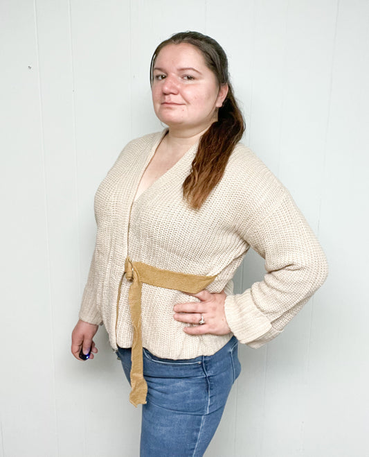 Belted Sweater Kimono Wrap – Sand | Hem & Thread