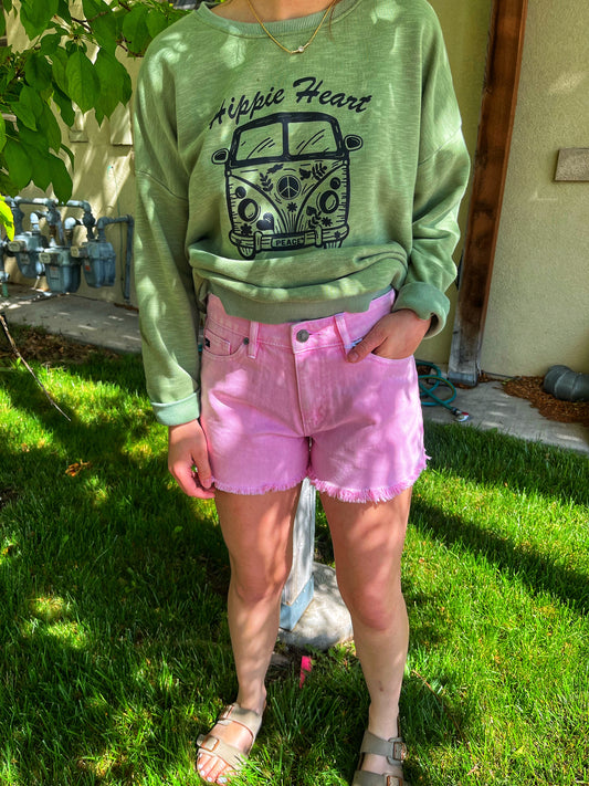 Kancan Pink Raw Hem Shorts