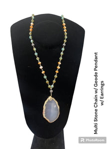 Geode Pendant Necklace & Earrings
