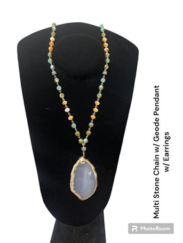 Geode Pendant Necklace & Earrings