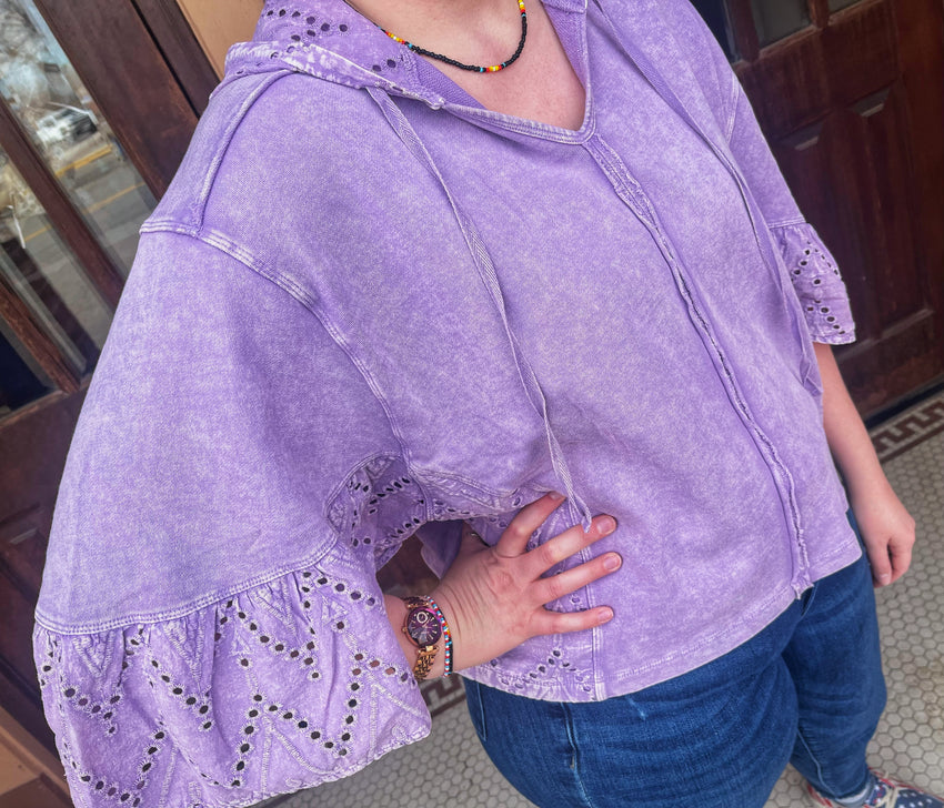 Easel Purple Hoodie With Lace