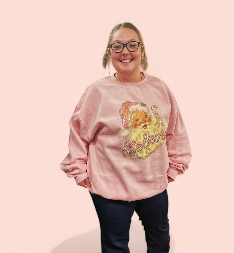 Pink Santa Bling Crewneck