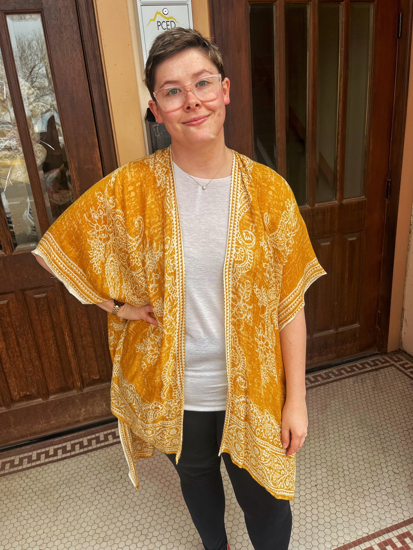 Paisley Mustard Kimono￼