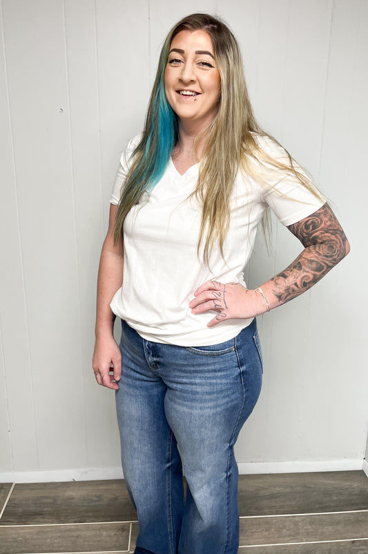 Tummy Control Hi Ankle Wide Cuff Jeans