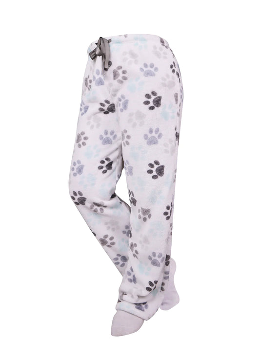 Paw Print Velvet Pj Pants