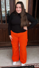 Womens Orange Cargo Pants-SALE