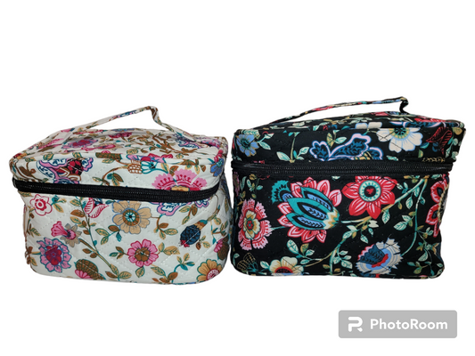 Floral cloth makeup bag