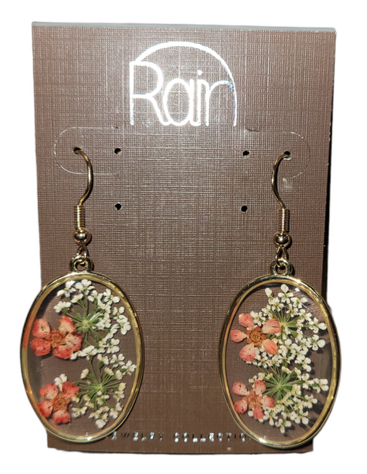 Oval Floral Earrings