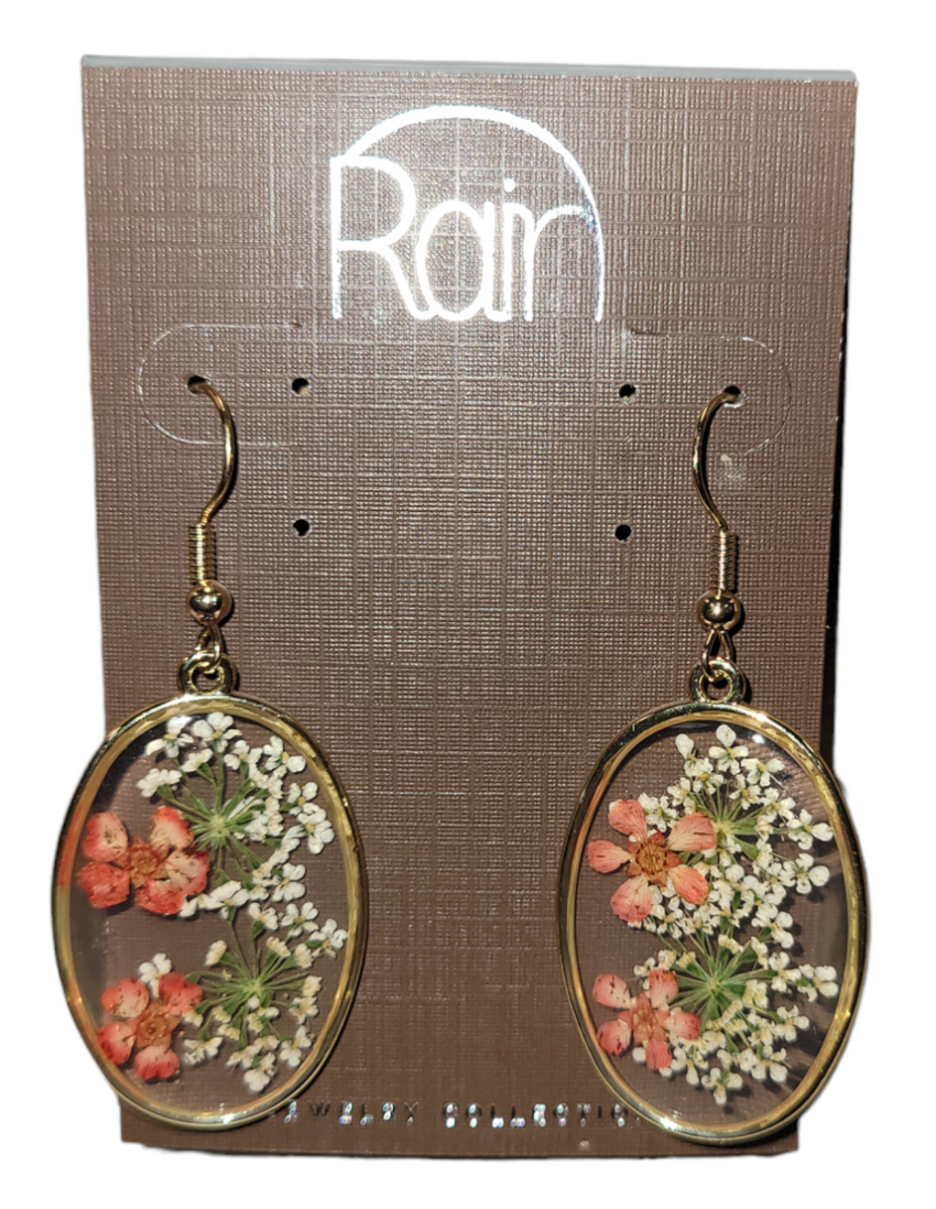Rain Oval Floral Earrings