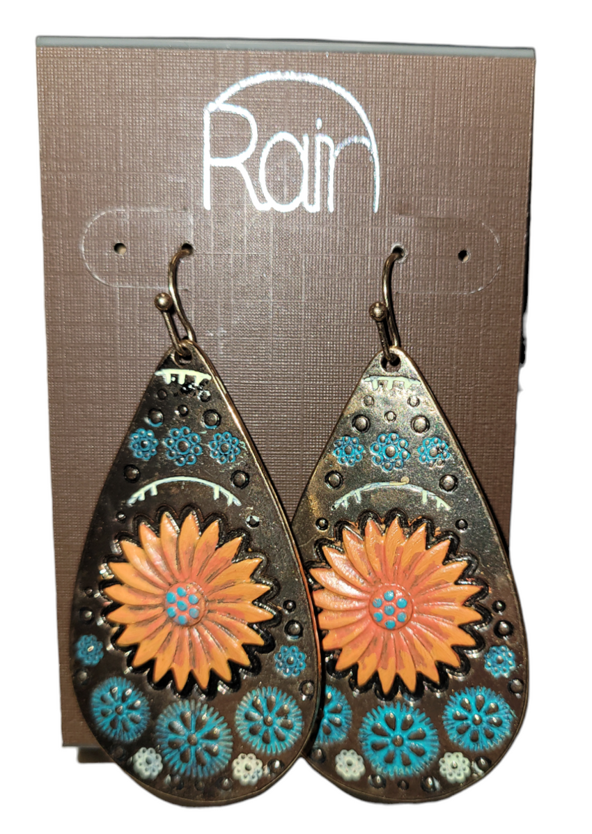 Rain Teardrop Western Floral Earrings