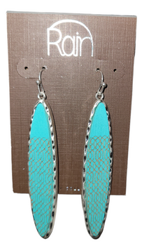 Rain Turquoise Wood Earrings