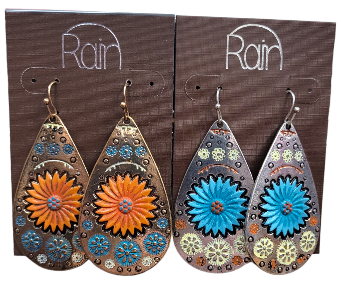 Teardrop Western Floral Earrings