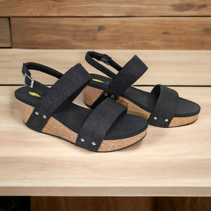 Black Linen Summer Love Sandals