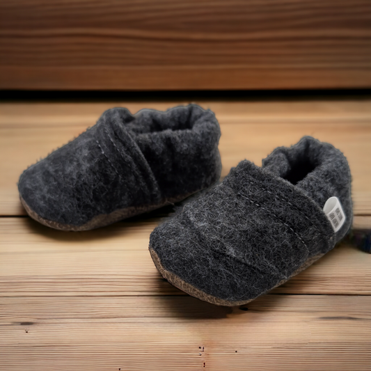 Trendy Baby Moccasins - Grey Wool