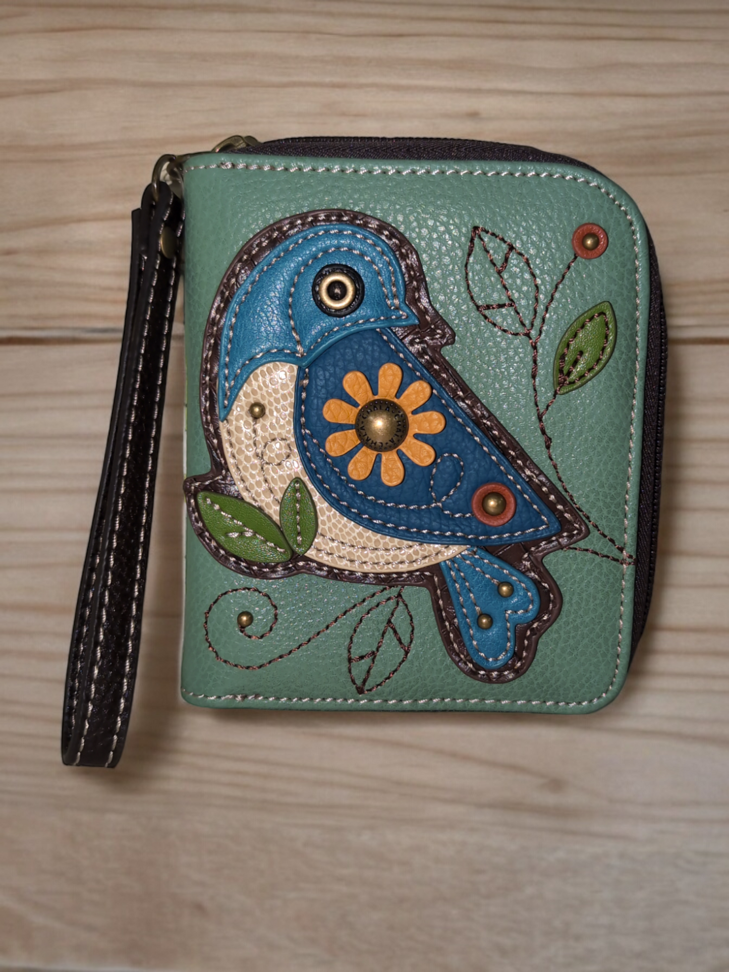 Chala Zip Around Wallet - Teal Bird