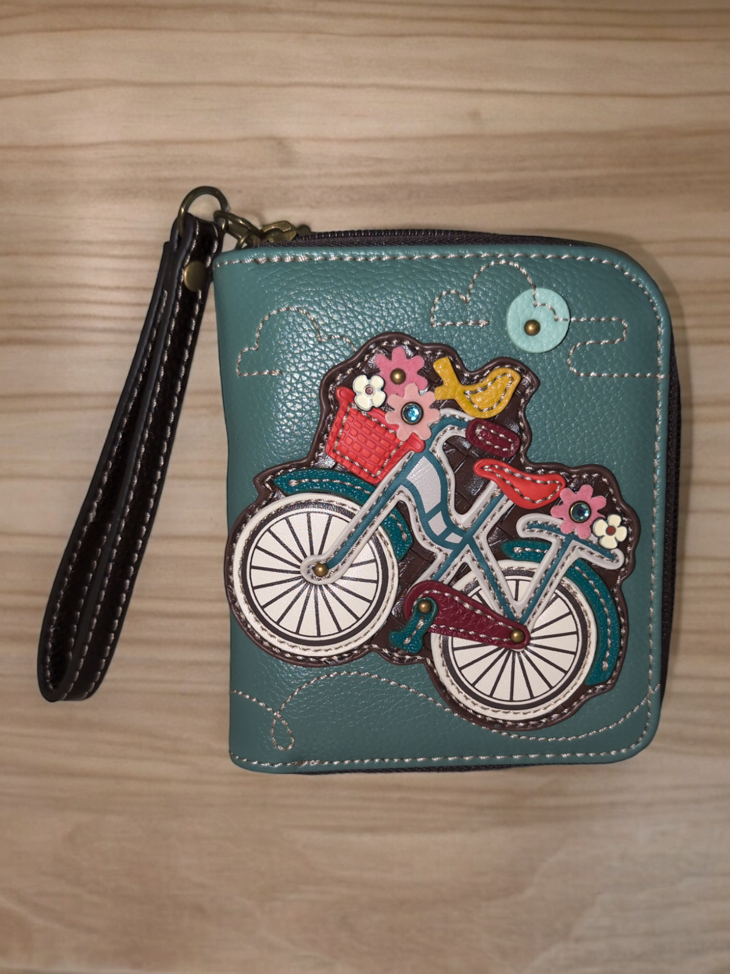 Chala Zip Around Wallet - Teal Bike