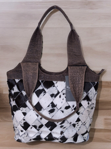 Myra Pecos Wind Weave Pattern Leather & Hairon Bag