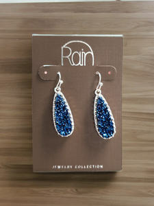 Rain Crystal Blue Tear Drop Earrings