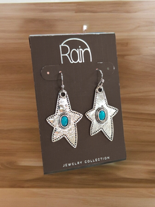 Rain Silver Star Turquoise Earrings