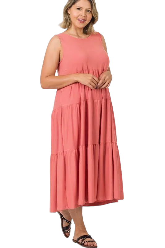 Zenana Plus Tank Top Dress - Rose