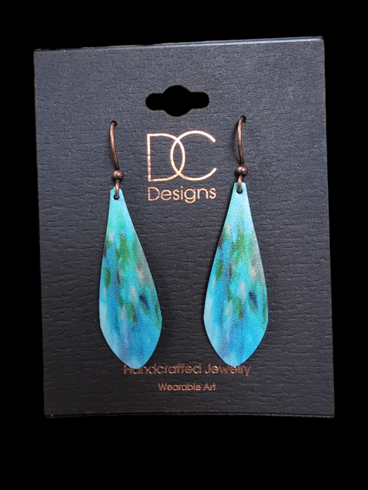 Tear Drop Green & Blue Earrings