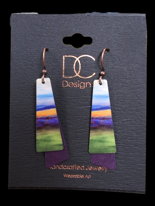 Double Layer Purple Landscape Earrings