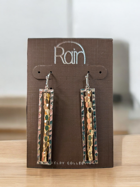 Two Tone Rectangle Earrings