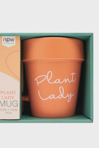 terra cotta plant lady mug