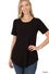Zenana Short sleeve round neck round hem top - black