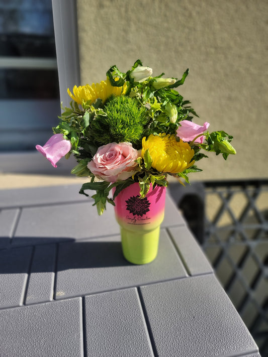 Floral Tumbler w/ Drink Card-Mothers Day Special