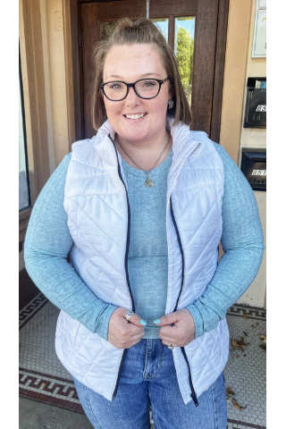 Quilted Zip Vest - White