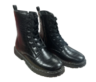 Gigi Croc Lace up Black Boots