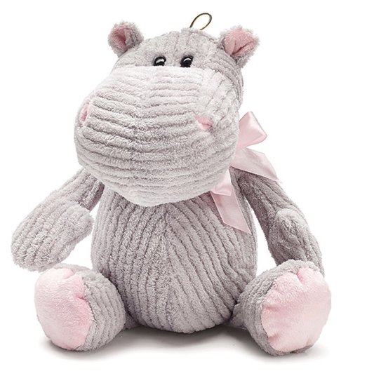 12" Gray Hippo w/ Pink Ribbon